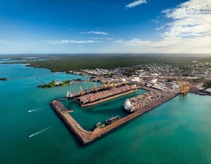 aerial view of a port in darwin australia