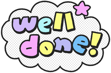 well done 텍스트 손글씨 일러스트 스티커