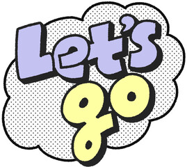 let's go 텍스트 손글씨 일러스트 스티커