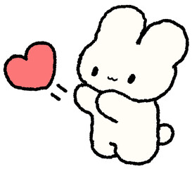 하트를 보내는 토끼 캐릭터 손그림 스티커 © titi.drawing