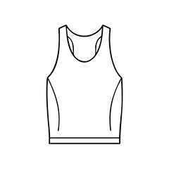 Outline of tank top design in thin line style, contour icon