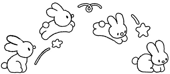 깡총깡총 토끼 라인 드로잉 일러스트 스티커