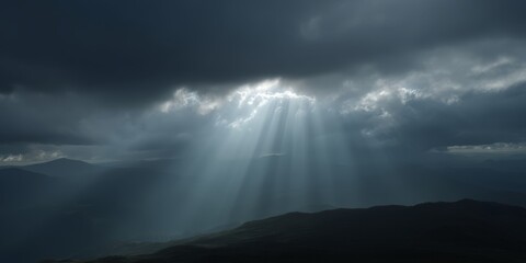 Dramatic light rays breaking through clouds nature landscape hdr panoramic 360 degree view