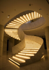Luxury Modern Marble Spiral Staircase Interior Design
