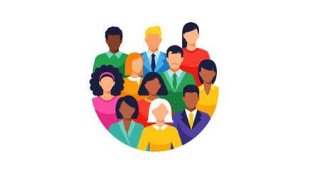 Diverse and unified team, Vector art represents team unity and collaboration in a corporate setting, highlighting inclusivity and diversity in the