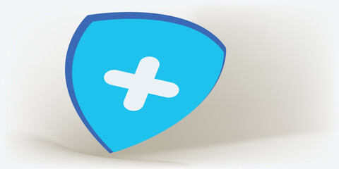 Obraz premium 3D medical vector protection with plus on pastel background