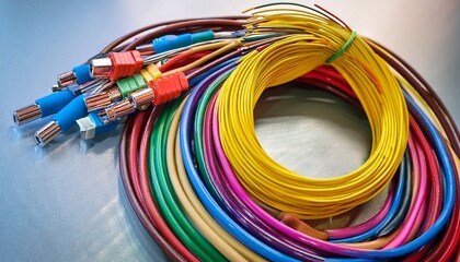 colorful electrical wiring harness connectors and cables