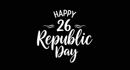 Elegant depiction of republic day with stylized lettering against dark backdrop