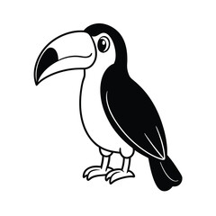 adorable cartoon toucan perched on white backgroun