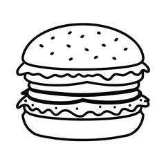 a double meat burger with cheese and lettuce on-white background 