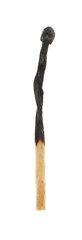 One burnt match isolated on white. Tool for starting fire