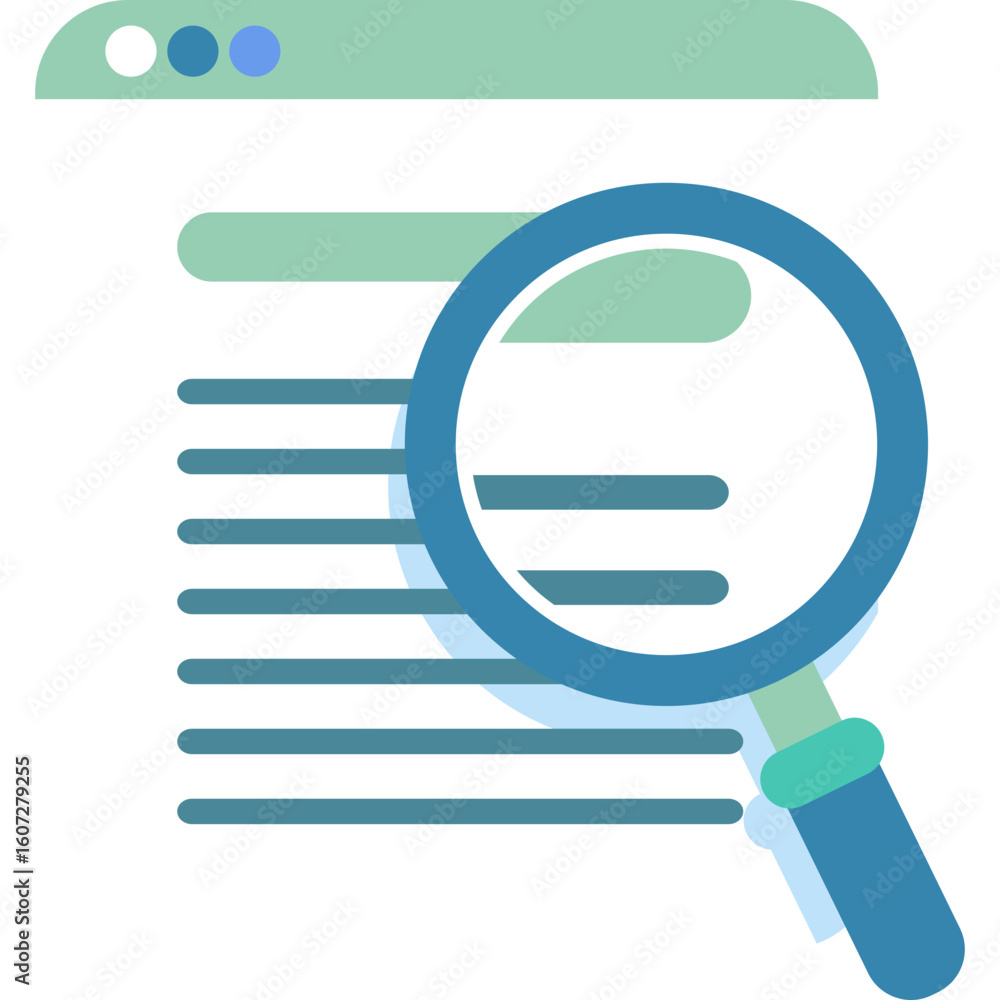 Aufkleber magnifying glass over digital document or web page with text