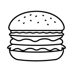 a double meat burger with cheese and lettuce on-white background 