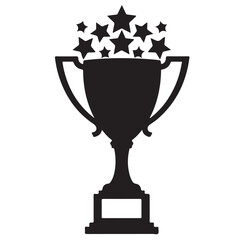 Black trophy and stars vector design element for winning and success concepts