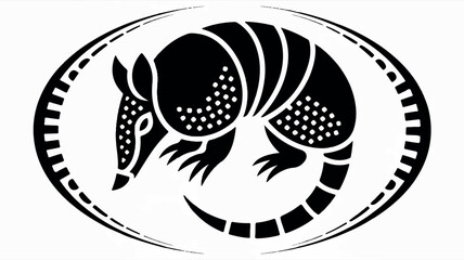 Minimalist black and white armadillo logo in a circular design perfect for branding