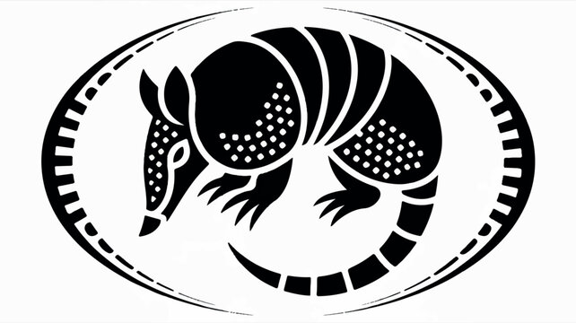 Minimalist black and white armadillo logo in a circular design perfect for branding