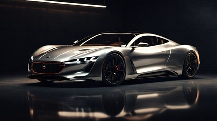 Ultra-Detailed 1960s Vintage Sports Car on Dark Glossy Background