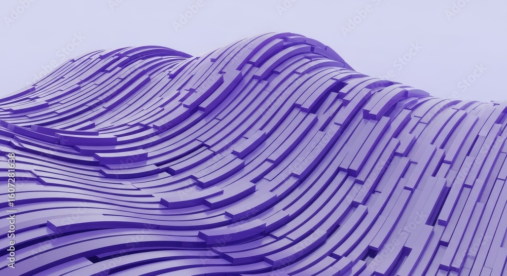 Aufkleber abstract purple layered blocks forming wavy pattern against a pale backdrop architecture