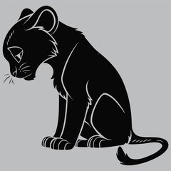 Baby Cheetah Sitting Alone in the Wild silhouette vector design art and illustration