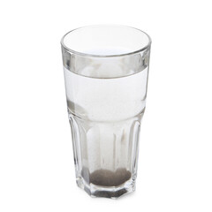 Glass with dirty water isolated on white