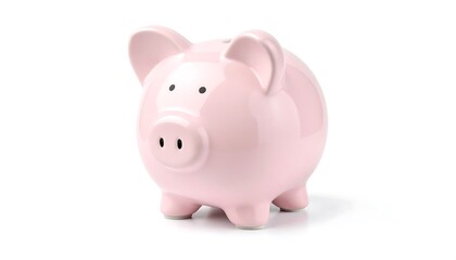 Pink piggy bank on white background (2)