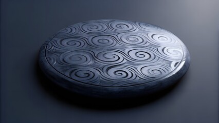 Abstract Swirl Pattern on Dark Circular Stone Disc