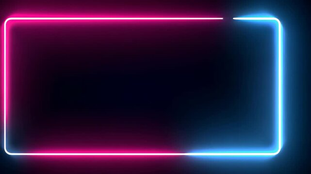Neon glow rectangular frames vibrant cityscape background with colorful lighting