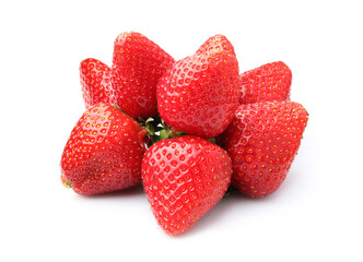 Pile of fresh ripe strawberries isolated on white