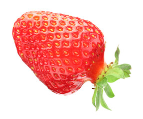 One fresh ripe strawberry isolated on white