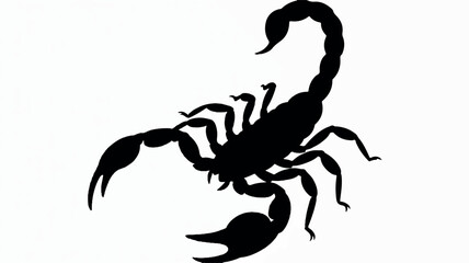 Striking black scorpion silhouette isolated on a clean white background for graphic design