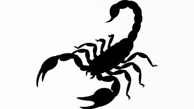 Striking black scorpion silhouette isolated on a clean white background for graphic design