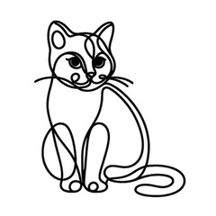 Obraz premium Minimalist line art of adorable cat sitting, perfect for modern design or logo creation