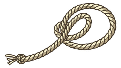 Illustration of a beige rope with a knot at one end and a loop at the top on a white background