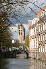 Old Church tower of Delft, The Netherlands