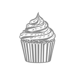 Elegant Cupcake with Swirled Frosting in a Decorative Cup Illustration