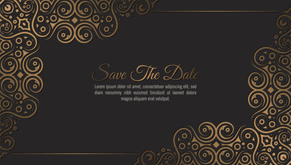 Elegant Golden Decorative Invitation Frame with Ornate Corners and Border