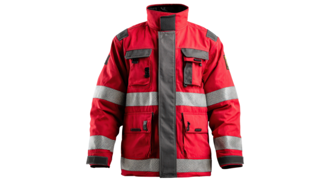 Firefighting turnout coat background isolated on a Transparent background, PNG file.