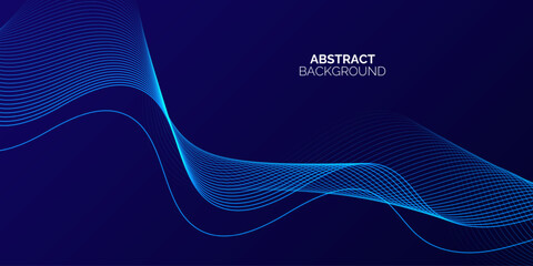 Abstract blue gradient background with shining lines waves. Minimalist background for banner, poster, cover, brochure, flyer,