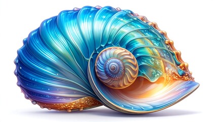 Detailed iridescent seashell