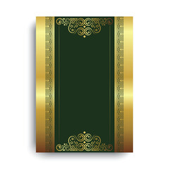Golden Frame with Geometric and Swirl Ornament Design