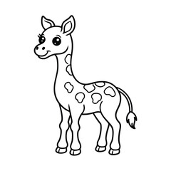 charming outline of a baby giraffe ready for color