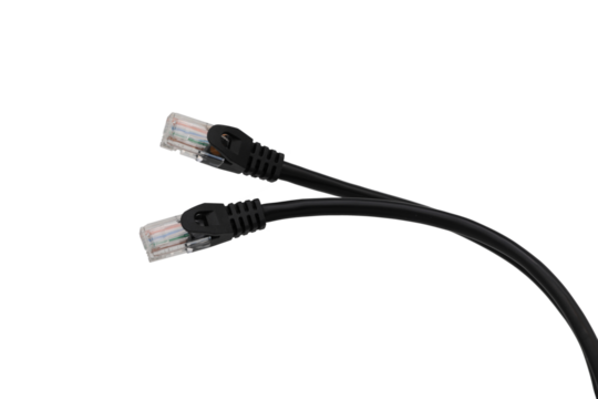 Black network cables on transparent background (PNG File)	
