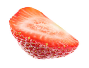Piece of fresh strawberry isolated on white