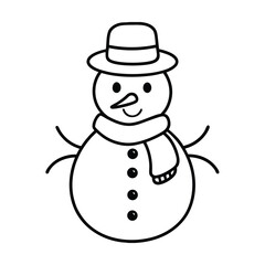 cheerful snowman coloring page with hat and scarf