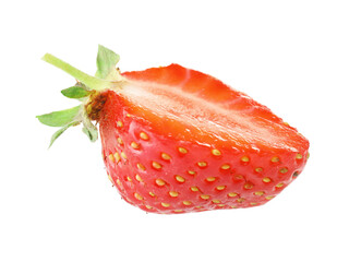 Half of fresh strawberry isolated on white