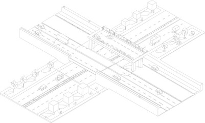   isometric flyover art highway vector	