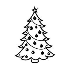 christmas tree with red baubles and blurred war