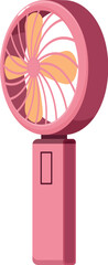 Pink portable fan blowing fresh air, providing cooling relief