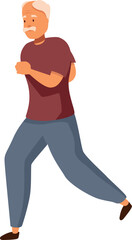 Elderly man jogging, promoting active lifestyle and well being for senior citizens