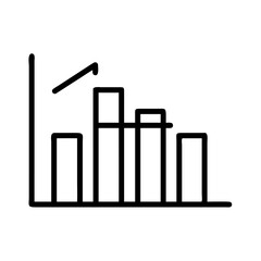Obraz premium Simple line graph showing bars of varying height with an arrow pointing upwards to the right side